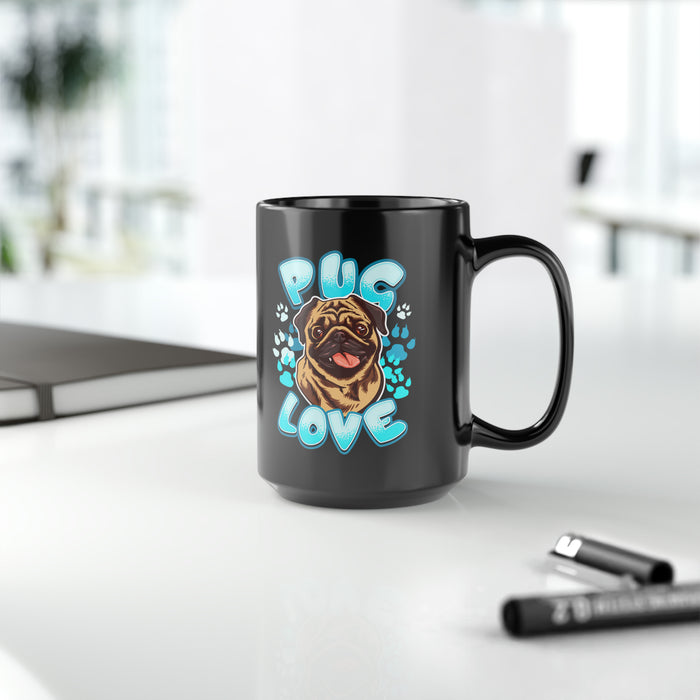Pug Mug Black 15oz Ceramic Coffee Mug Gift For Dog Lover Dog Mom Coffee Cup
