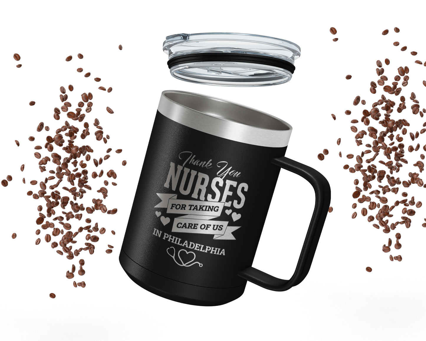 Insulated Coffee Mugs, Thermal Cup, Thermo Mug, Insulated Travel Mug, Insulated Mug With Handle, Thank You, 15oz Tumbler - Mug Project