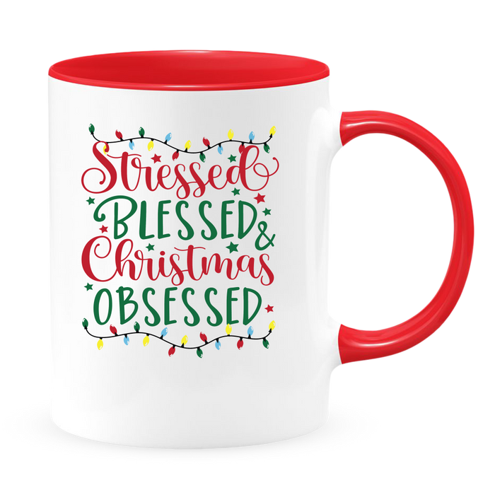 Stressed and Blessed White Coffee Mug With Colored Inside & Handle - Mug Project | Funny Coffee Mugs, Unique Wine Tumblers & Gifts