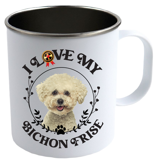 I Love My Bichon Frise Stainless Steel Camping Mug - Mug Project | Funny Coffee Mugs, Unique Wine Tumblers & Gifts