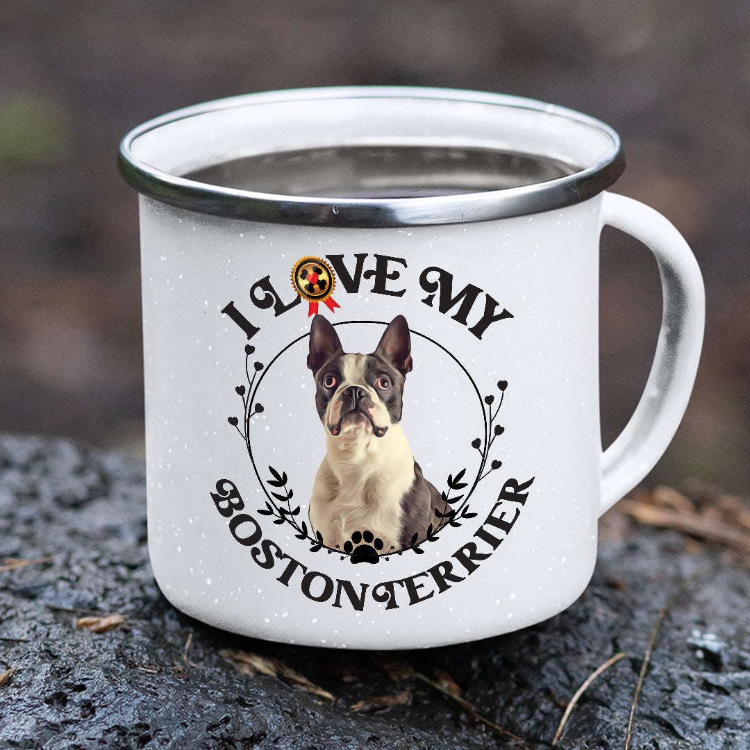 I Love My Boston Terrier Stainless Steel Camping Mug - Mug Project | Funny Coffee Mugs, Unique Wine Tumblers & Gifts