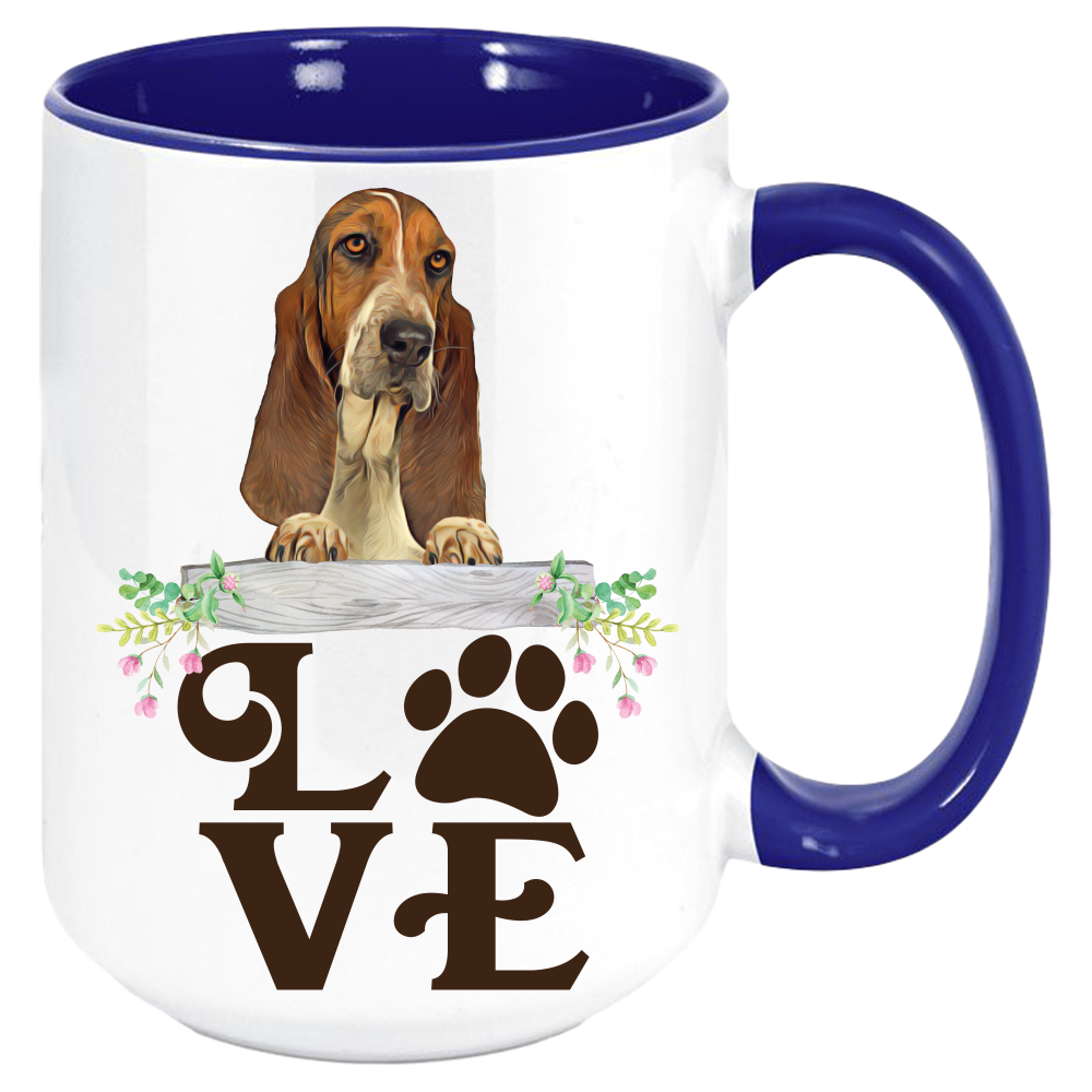 Tea Mug, Graphic Mug, Coffee Mug, Printed Mug, Coffee Cup, LOVE Basset Hound, Coffee Mug - Mug Project