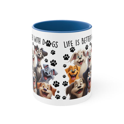 Life Is Better With Dogs Accent Coffee Mug, 11oz