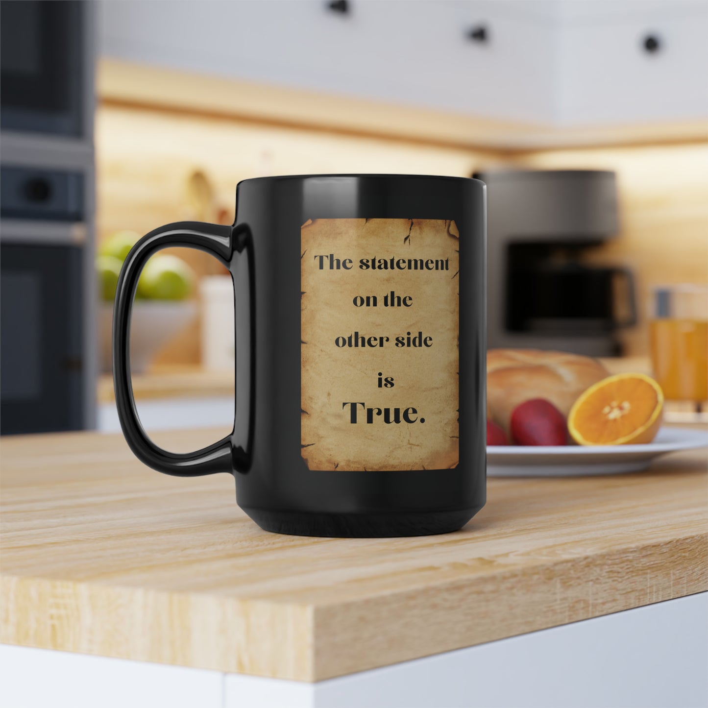 True/False Black Mug, 15oz