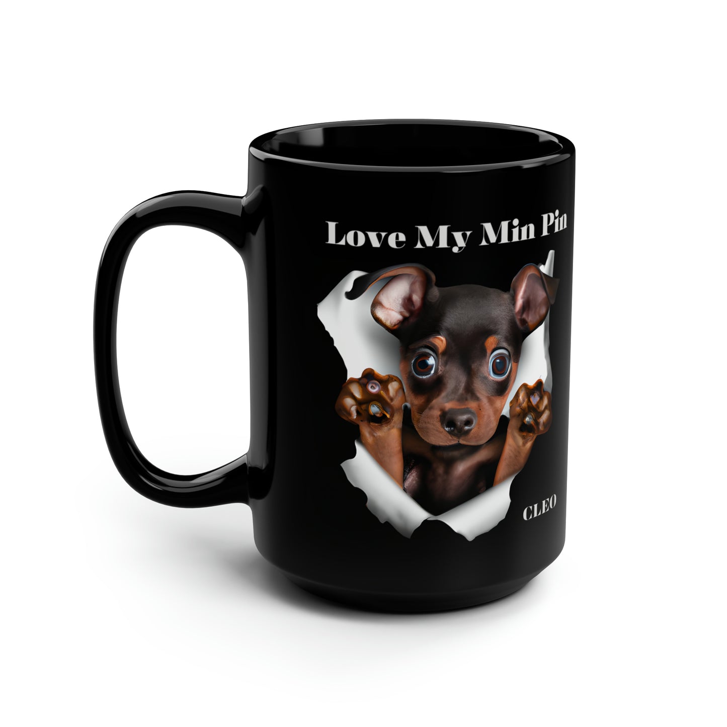 Love My Min Pin Black Mug, 15oz