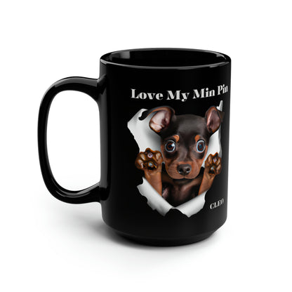 Love My Min Pin Black Mug, 15oz