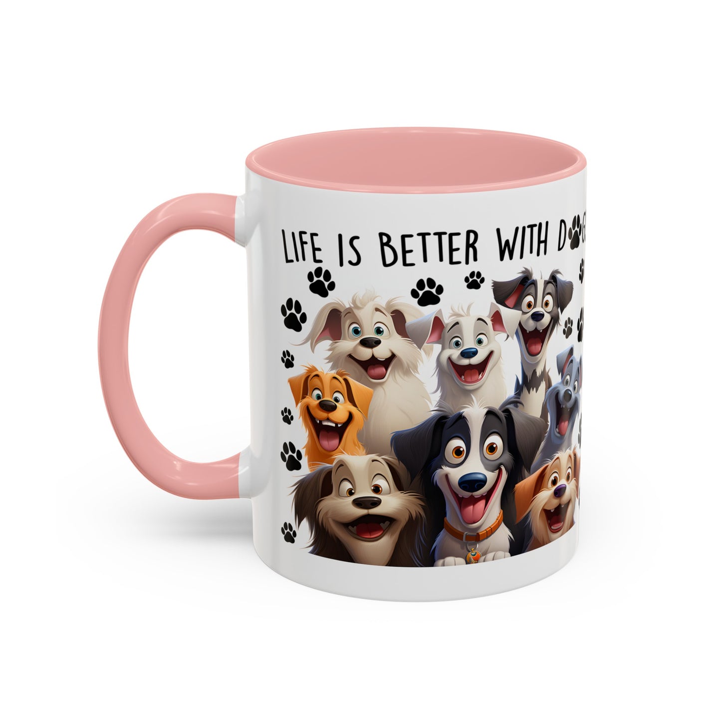 Dog Lover Ceramic Coffee Mug - Life is Better with Dogs - Cute Pet Gift - Puppy Mom Dad Present - Funny Animal Owner Cup - Doggie Lover Mug Accent Coffee Mug, 11oz