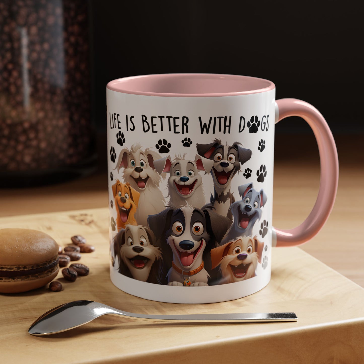 Life Is Better With Dogs Accent Coffee Mug, 11oz