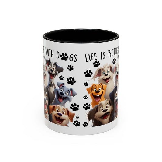 Life Is Better With Dogs Accent Coffee Mug, 11oz