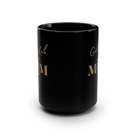 Golden Lab Mom Black Mug, 15oz