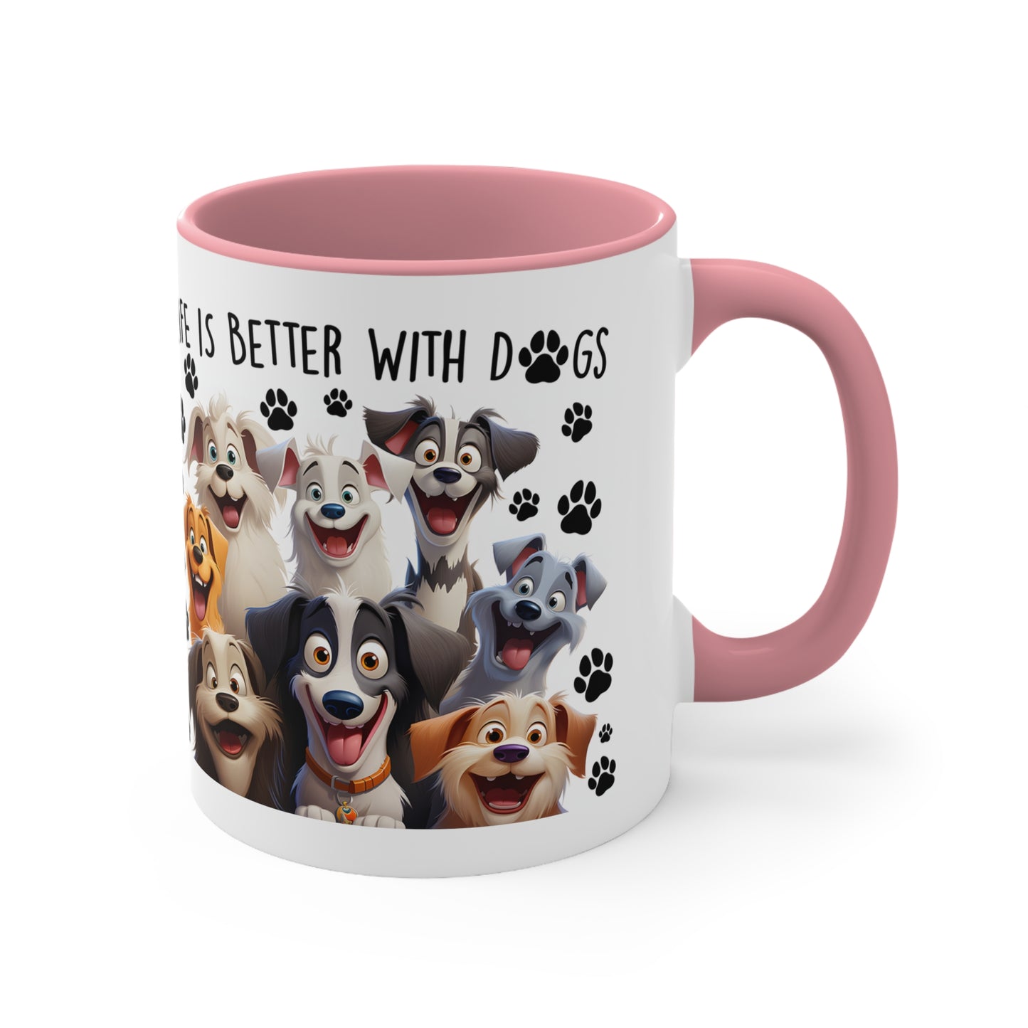 Life Is Better With Dogs Accent Coffee Mug, 11oz