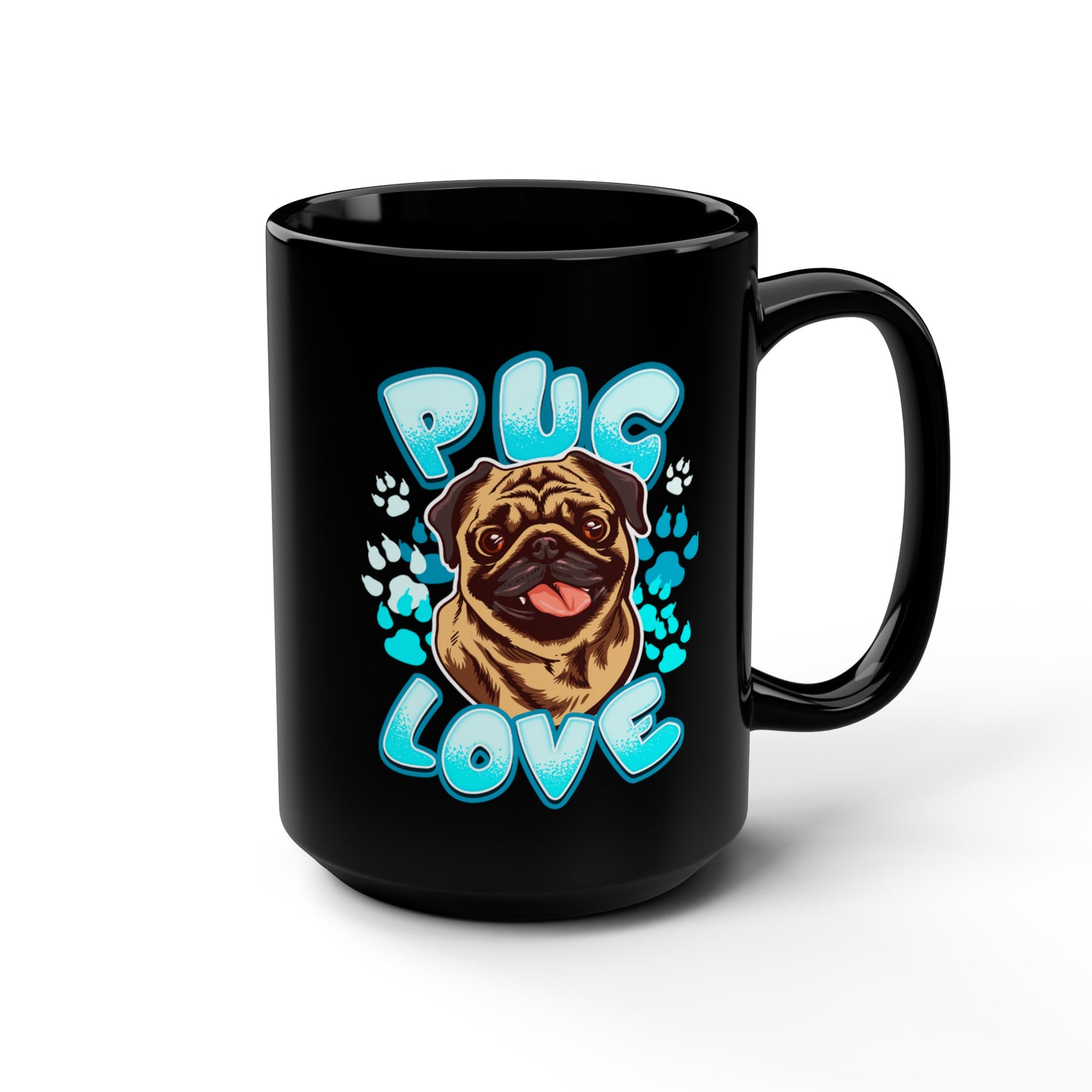 Pug Mug Black 15oz Ceramic Coffee Mug Gift For Dog Lover Dog Mom Coffee Cup