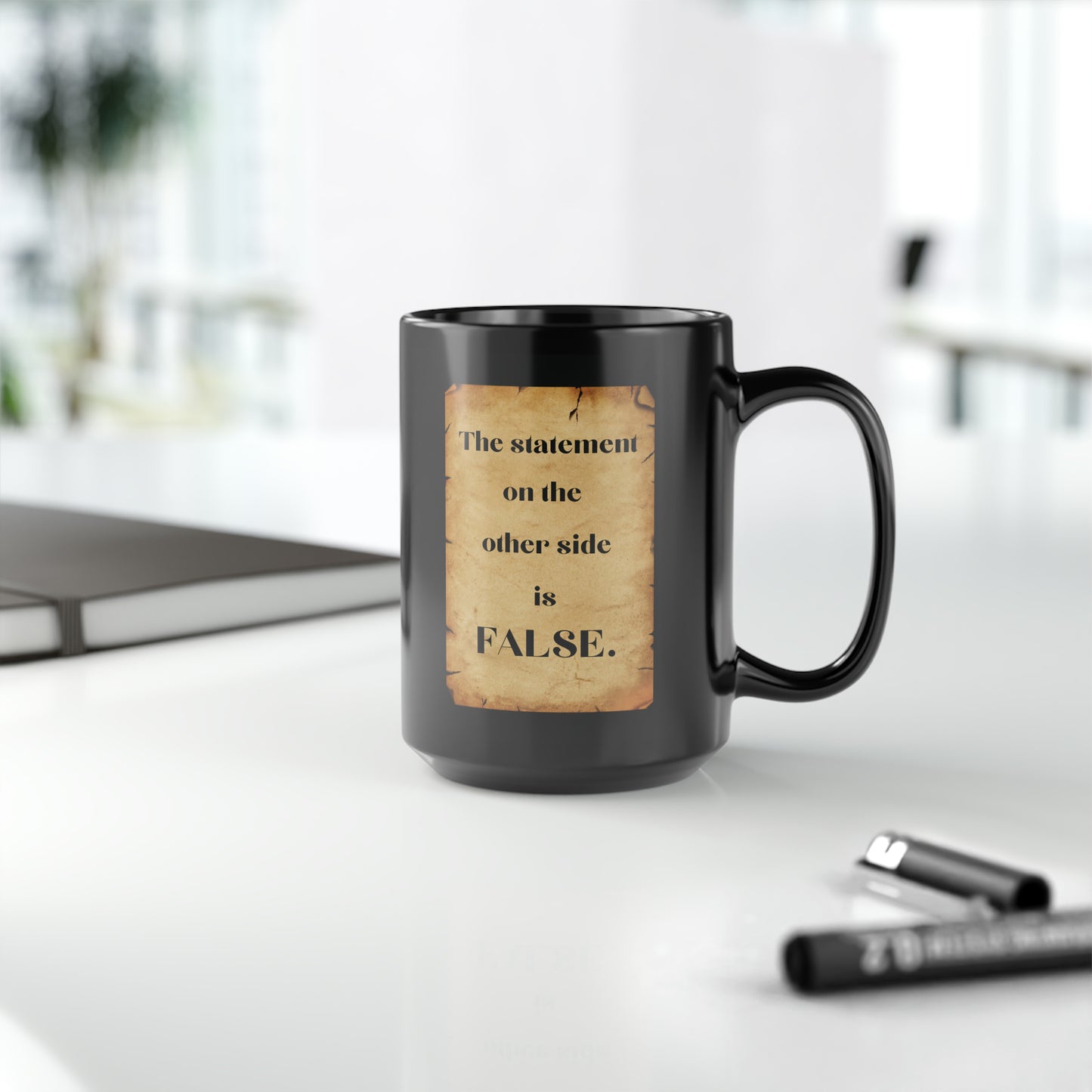 True/False Black Mug, 15oz