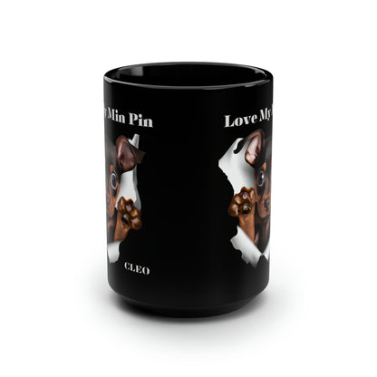 Love My Min Pin Black Mug, 15oz