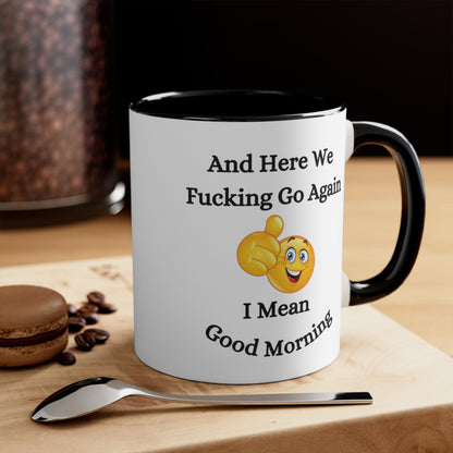 Good Morning Sunshine Accent Coffee Mug, 11oz Colored handle and Inside