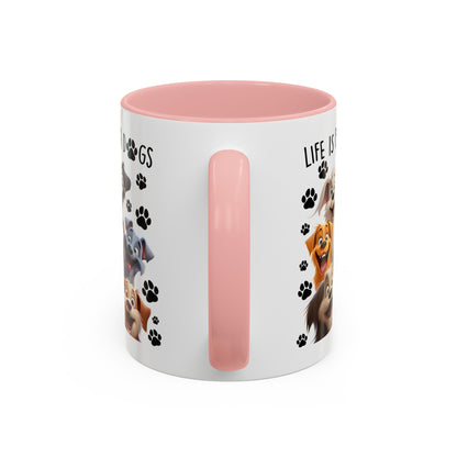 Dog Lover Ceramic Coffee Mug - Life is Better with Dogs - Cute Pet Gift - Puppy Mom Dad Present - Funny Animal Owner Cup - Doggie Lover Mug Accent Coffee Mug, 11oz