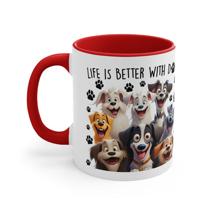 Life Is Better With Dogs Accent Coffee Mug, 11oz