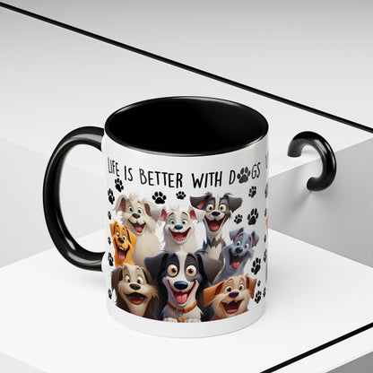 Life Is Better With Dogs Accent Coffee Mug, 11oz