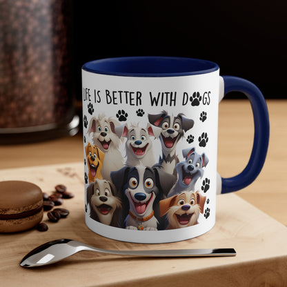 Life Is Better With Dogs Accent Coffee Mug, 11oz