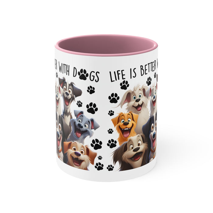 Life Is Better With Dogs Accent Coffee Mug, 11oz