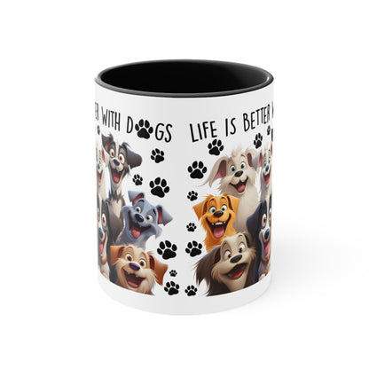 Life Is Better With Dogs Accent Coffee Mug, 11oz