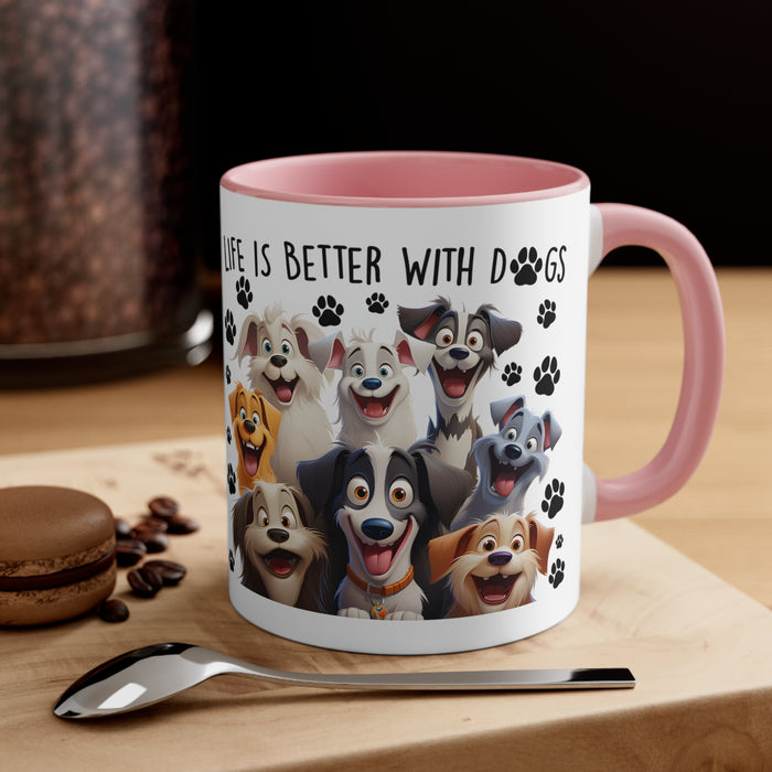 Life Is Better With Dogs Accent Coffee Mug, 11oz