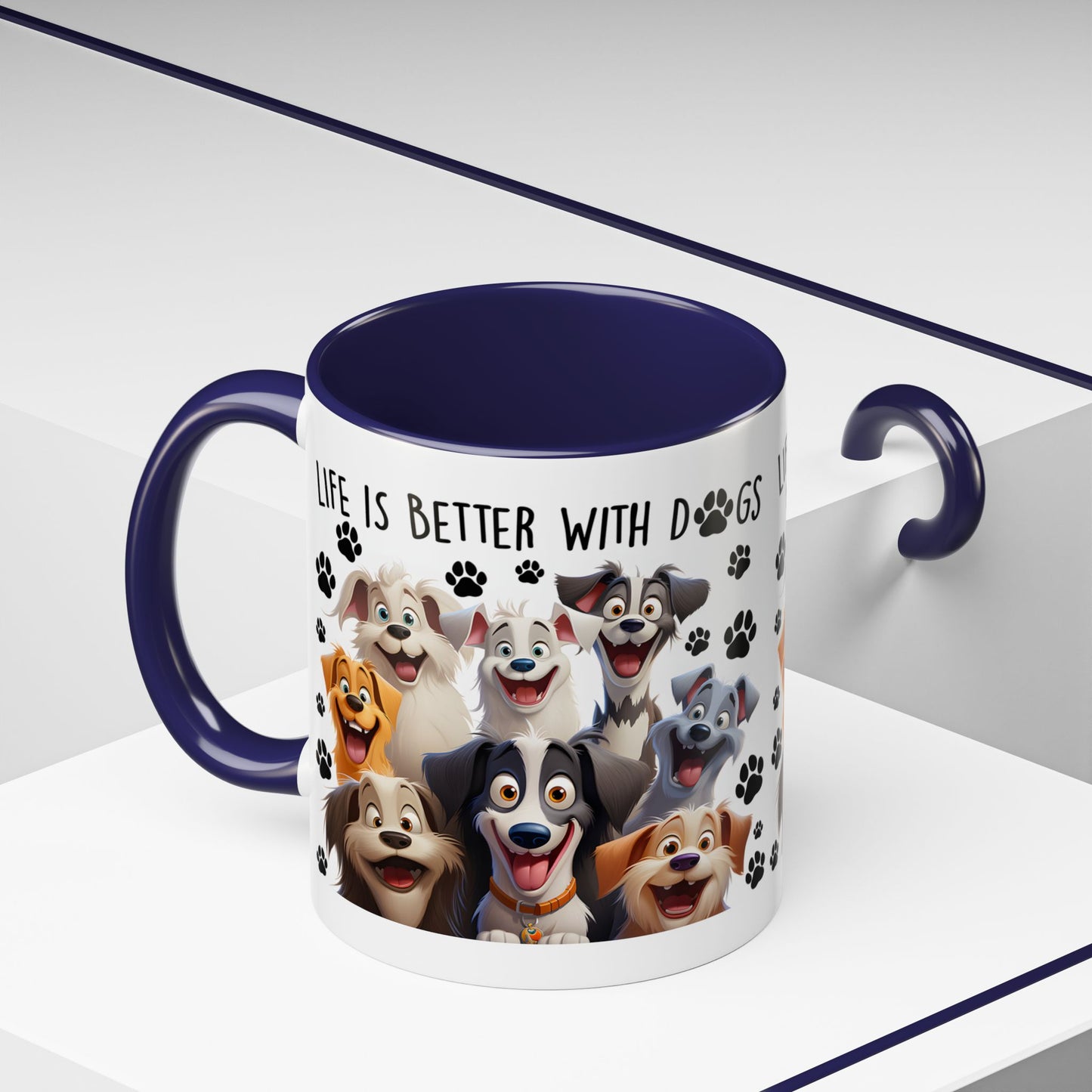 Life Is Better With Dogs Accent Coffee Mug, 11oz