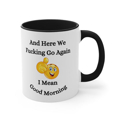 Good Morning Sunshine Accent Coffee Mug, 11oz Colored handle and Inside