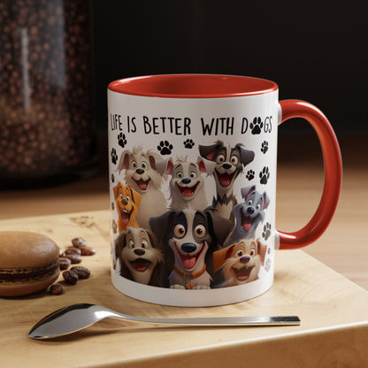 Life Is Better With Dogs Accent Coffee Mug, 11oz