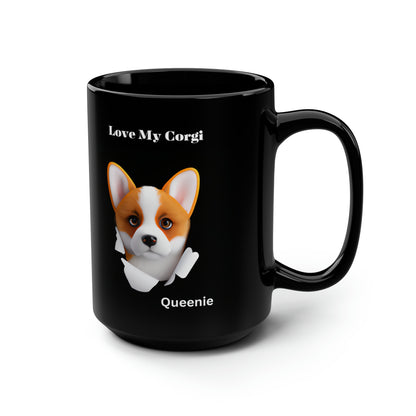 Love My Corgi Black Mug, 15oz