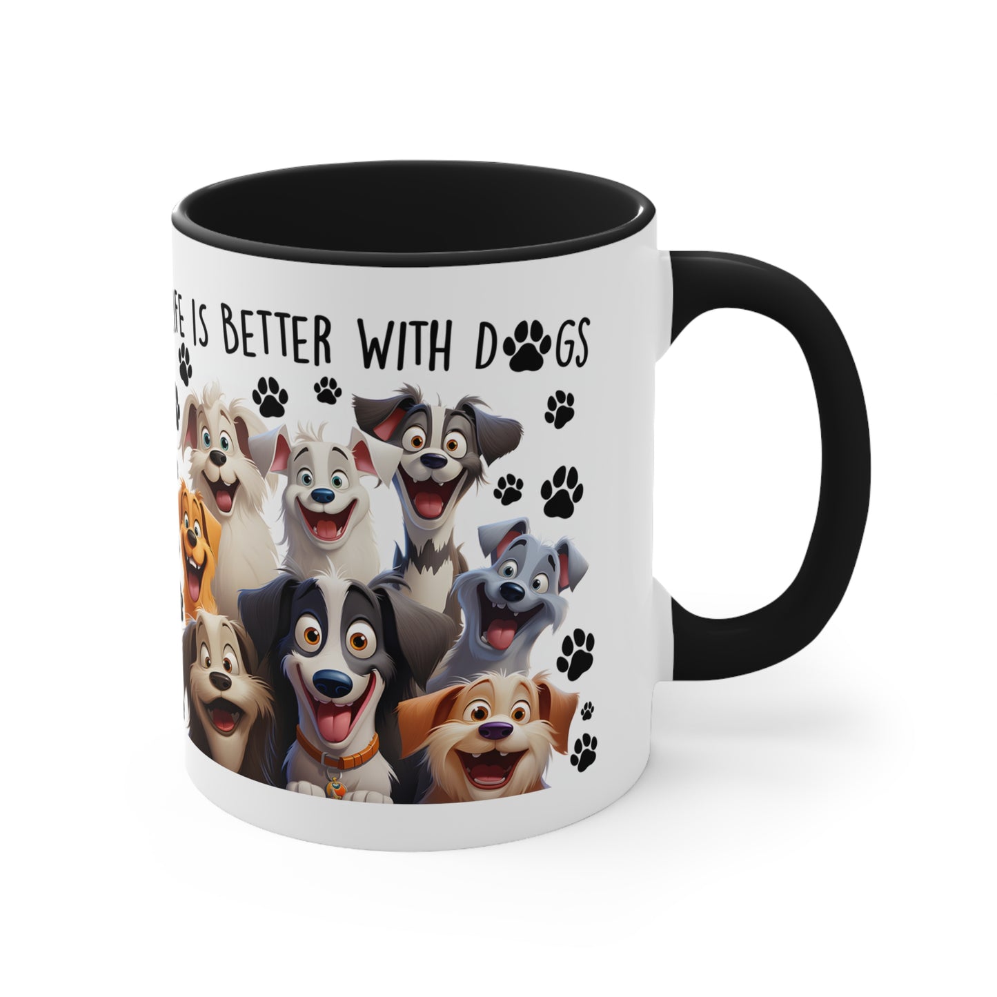 Life Is Better With Dogs Accent Coffee Mug, 11oz