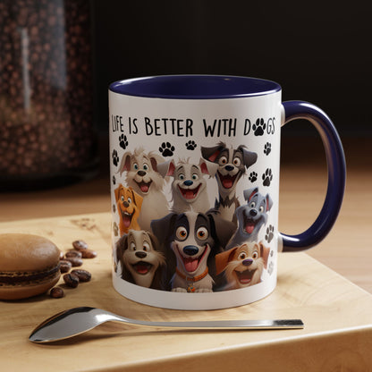 Life Is Better With Dogs Accent Coffee Mug, 11oz