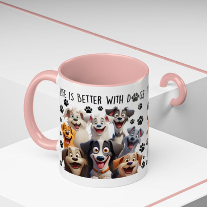 Life Is Better With Dogs Accent Coffee Mug, 11oz