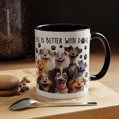 Life Is Better With Dogs Accent Coffee Mug, 11oz