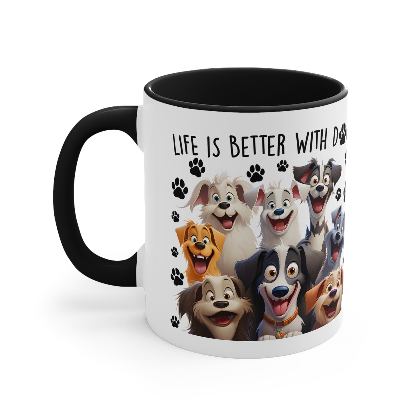 Life Is Better With Dogs Accent Coffee Mug, 11oz