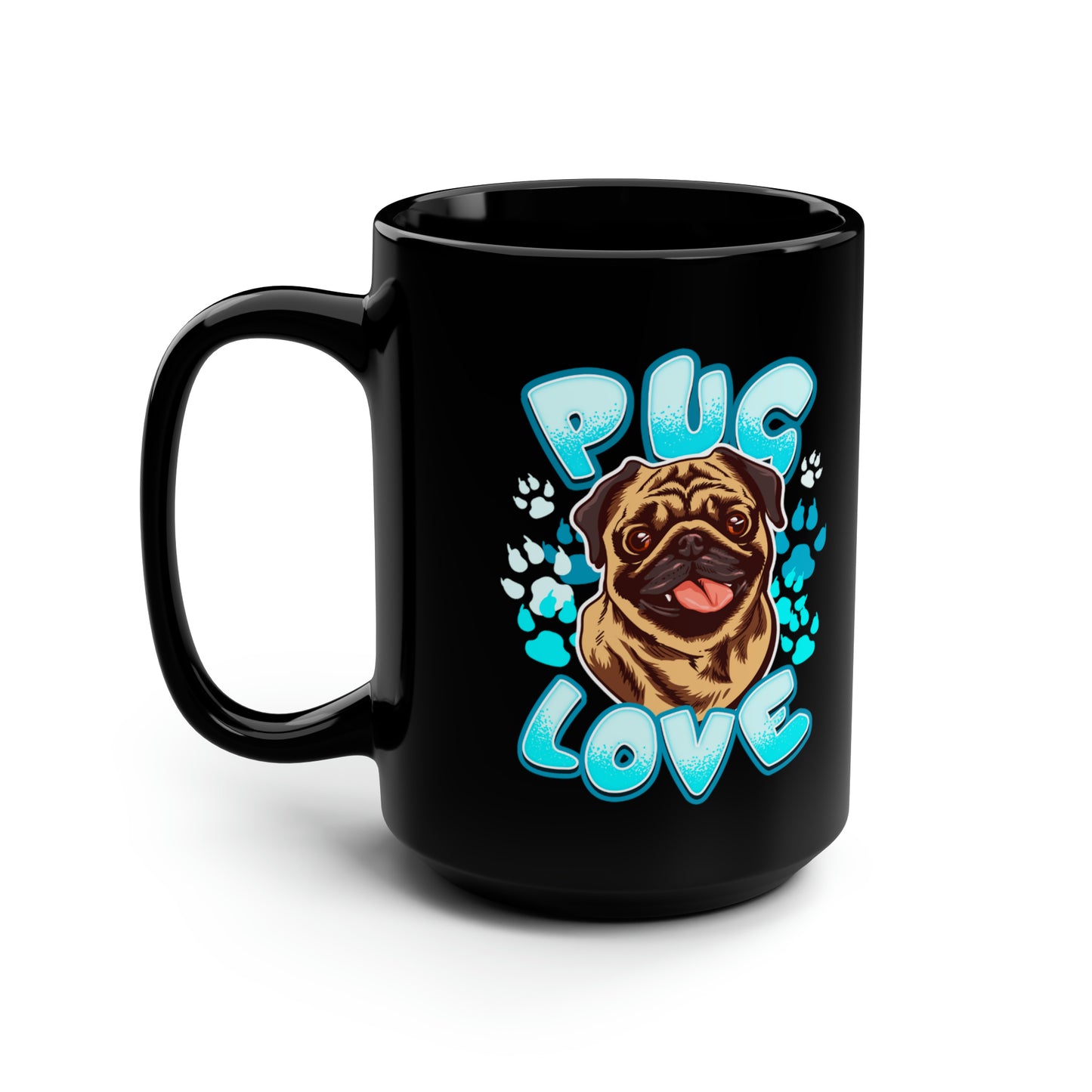 Pug Mug Black 15oz Ceramic Coffee Mug Gift For Dog Lover Dog Mom Coffee Cup