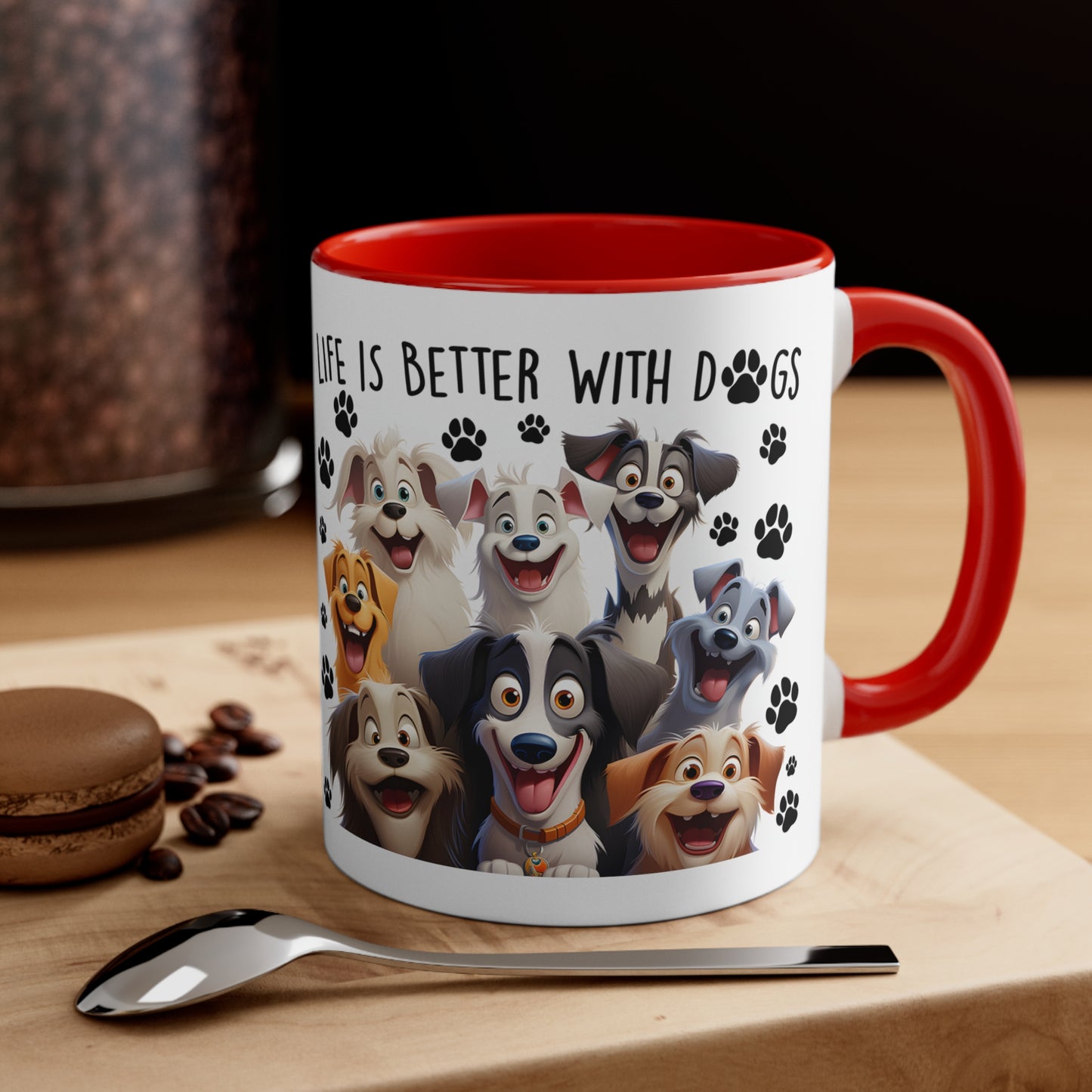 Life Is Better With Dogs Accent Coffee Mug, 11oz