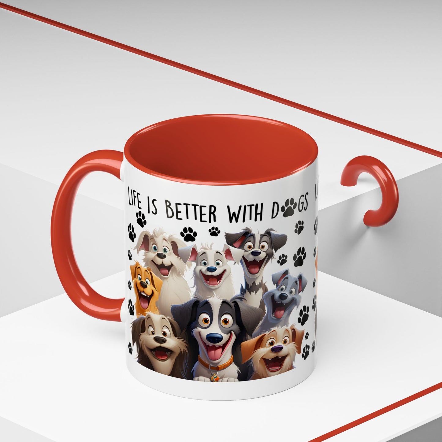 Life Is Better With Dogs Accent Coffee Mug, 11oz