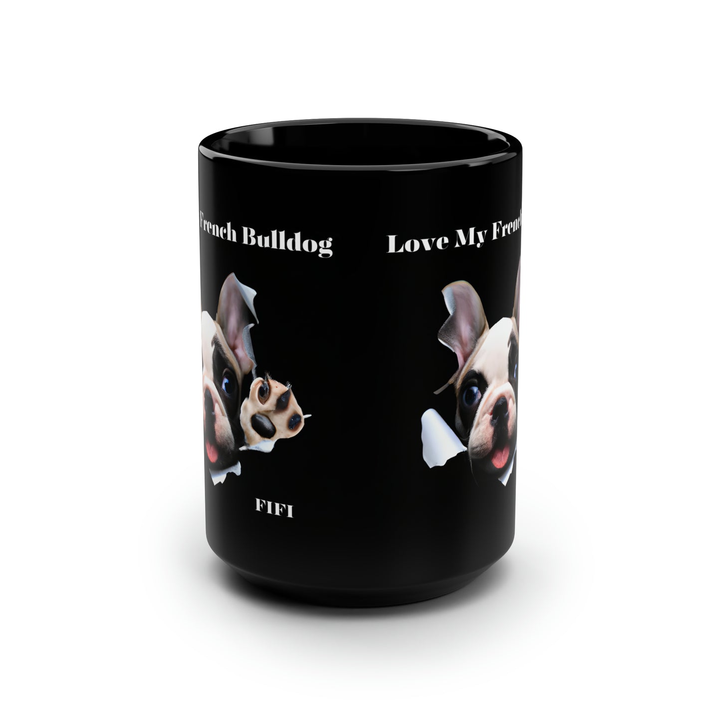 Love My French Bulldog Black Mug, 15oz