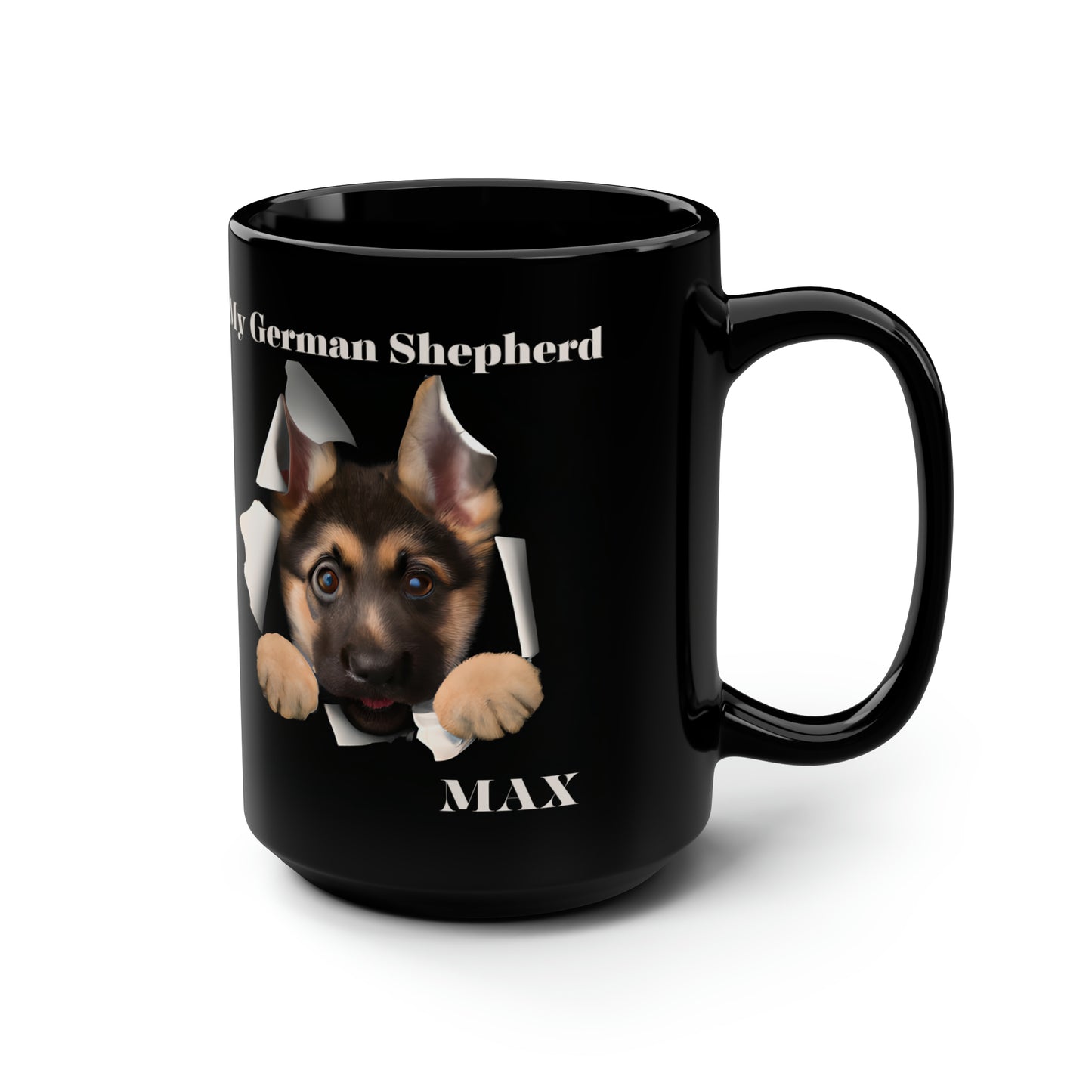 German Shepherd Black Mug 15oz Dog Coffee Mug Custom Photo Dog Mug Gift For Coffee Fans