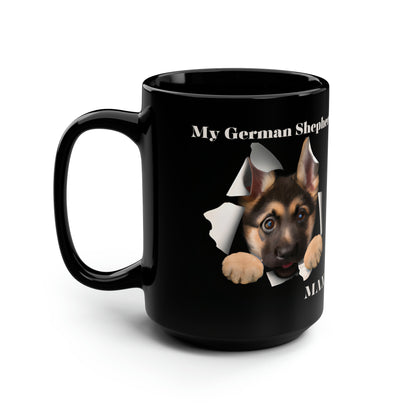 German Shepherd Black Mug 15oz Dog Coffee Mug Custom Photo Dog Mug Gift For Coffee Fans