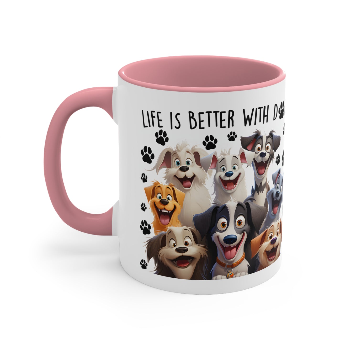 Life Is Better With Dogs Accent Coffee Mug, 11oz