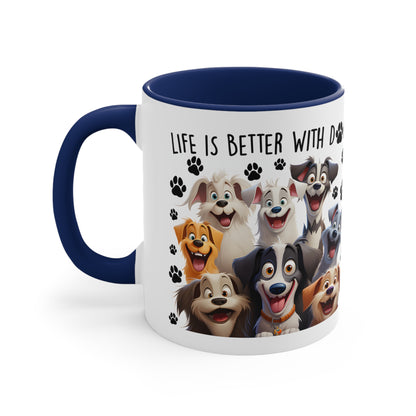 Life Is Better With Dogs Accent Coffee Mug, 11oz