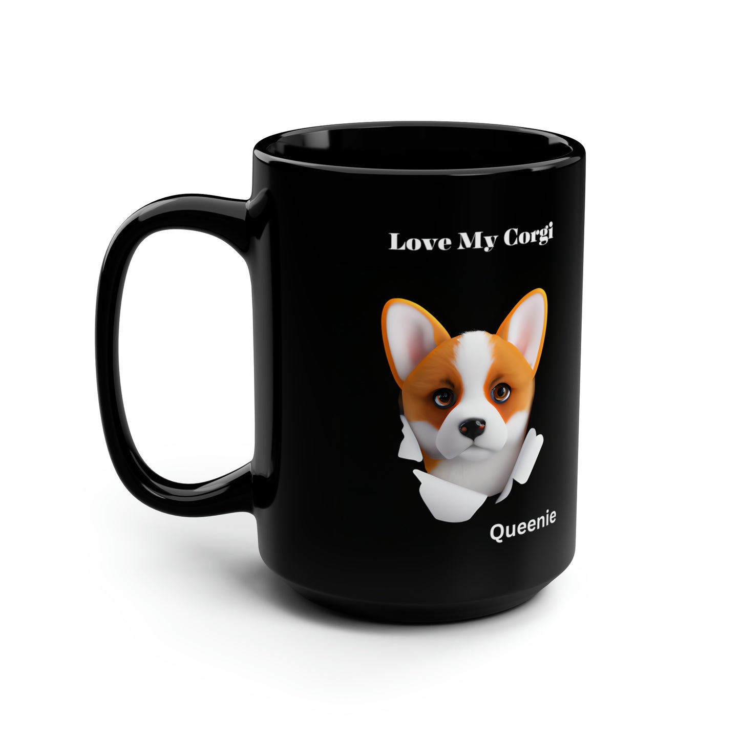 Love My Corgi Black Mug, 15oz