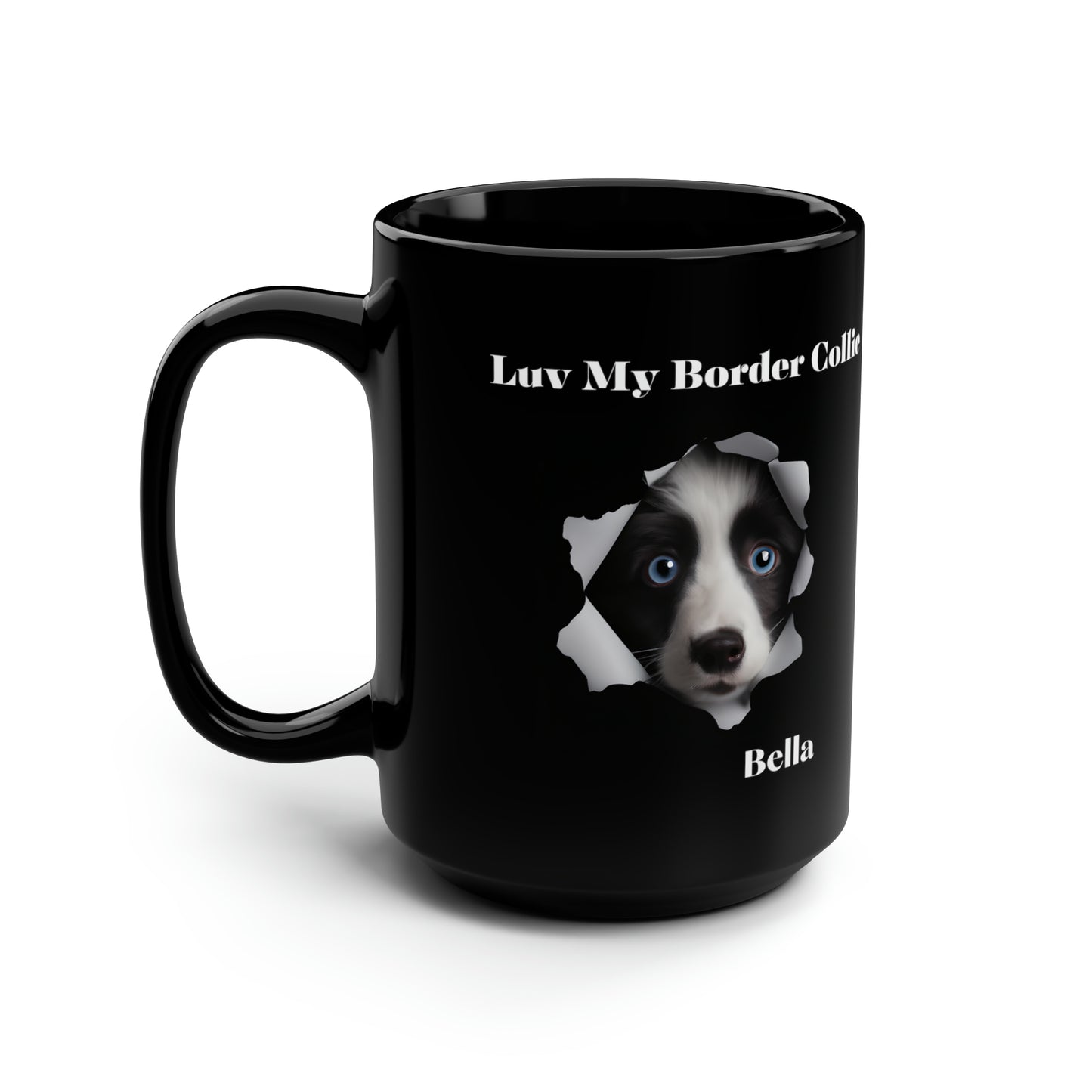 Border Collie Black Mug 15oz Gift for Dog Mama Personalized Dog Mug Dog Lover Mug Dog Mama Gift Dog Mom Gift Dog Gifts, Gift for Dog Owner