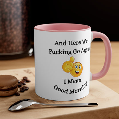 Good Morning Sunshine Accent Coffee Mug, 11oz Colored handle and Inside