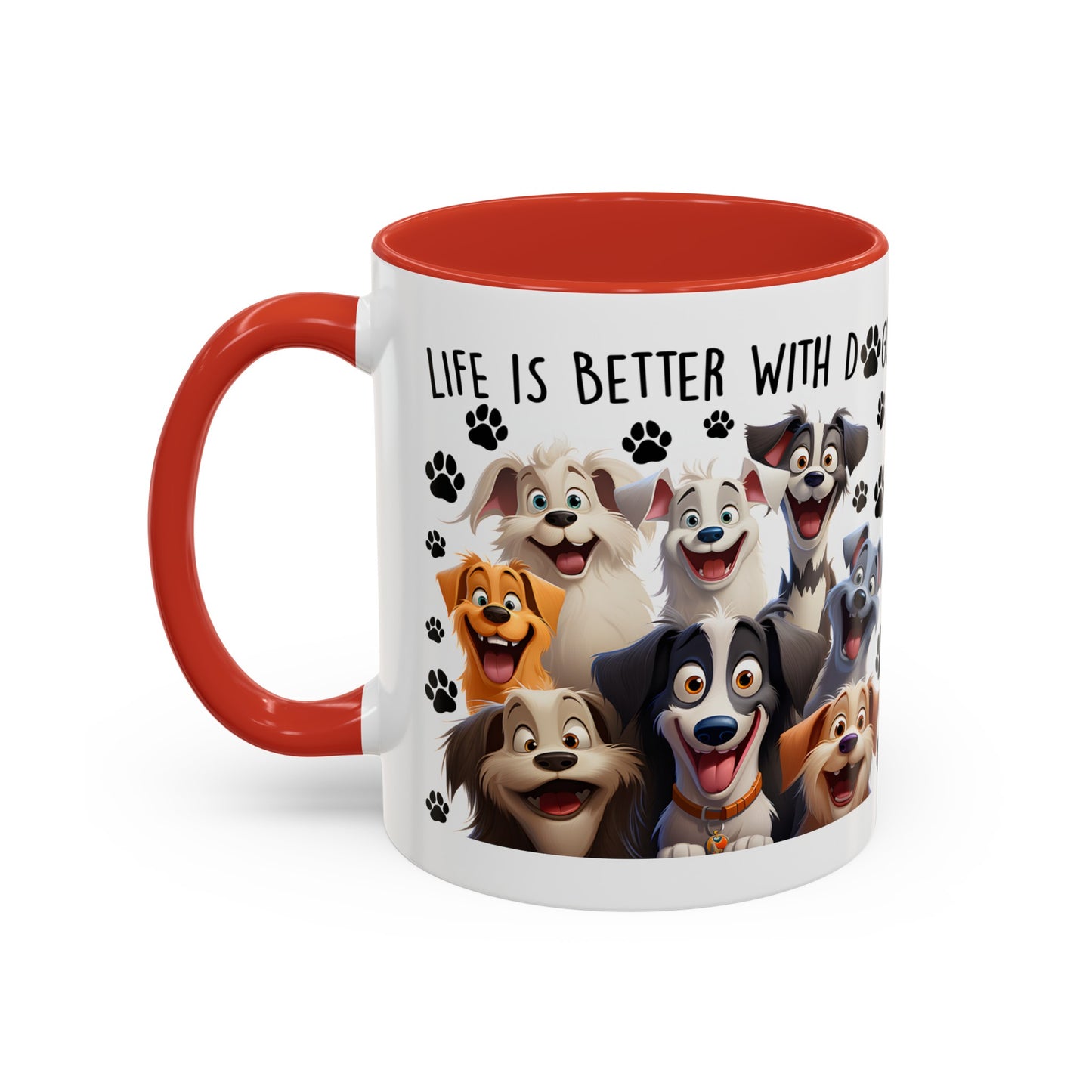 Dog Lover Ceramic Coffee Mug - Life is Better with Dogs - Cute Pet Gift - Puppy Mom Dad Present - Funny Animal Owner Cup - Doggie Lover Mug Accent Coffee Mug, 11oz