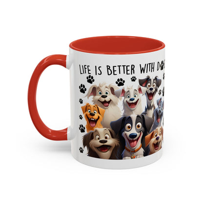 Life Is Better With Dogs Accent Coffee Mug, 11oz