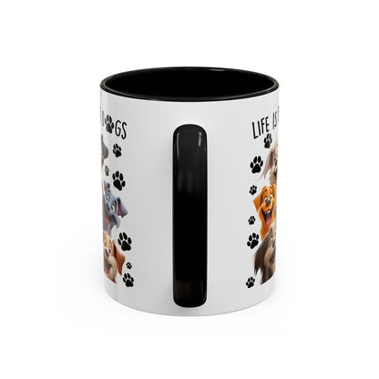 Dog Lover Ceramic Coffee Mug - Life is Better with Dogs - Cute Pet Gift - Puppy Mom Dad Present - Funny Animal Owner Cup - Doggie Lover Mug Accent Coffee Mug, 11oz