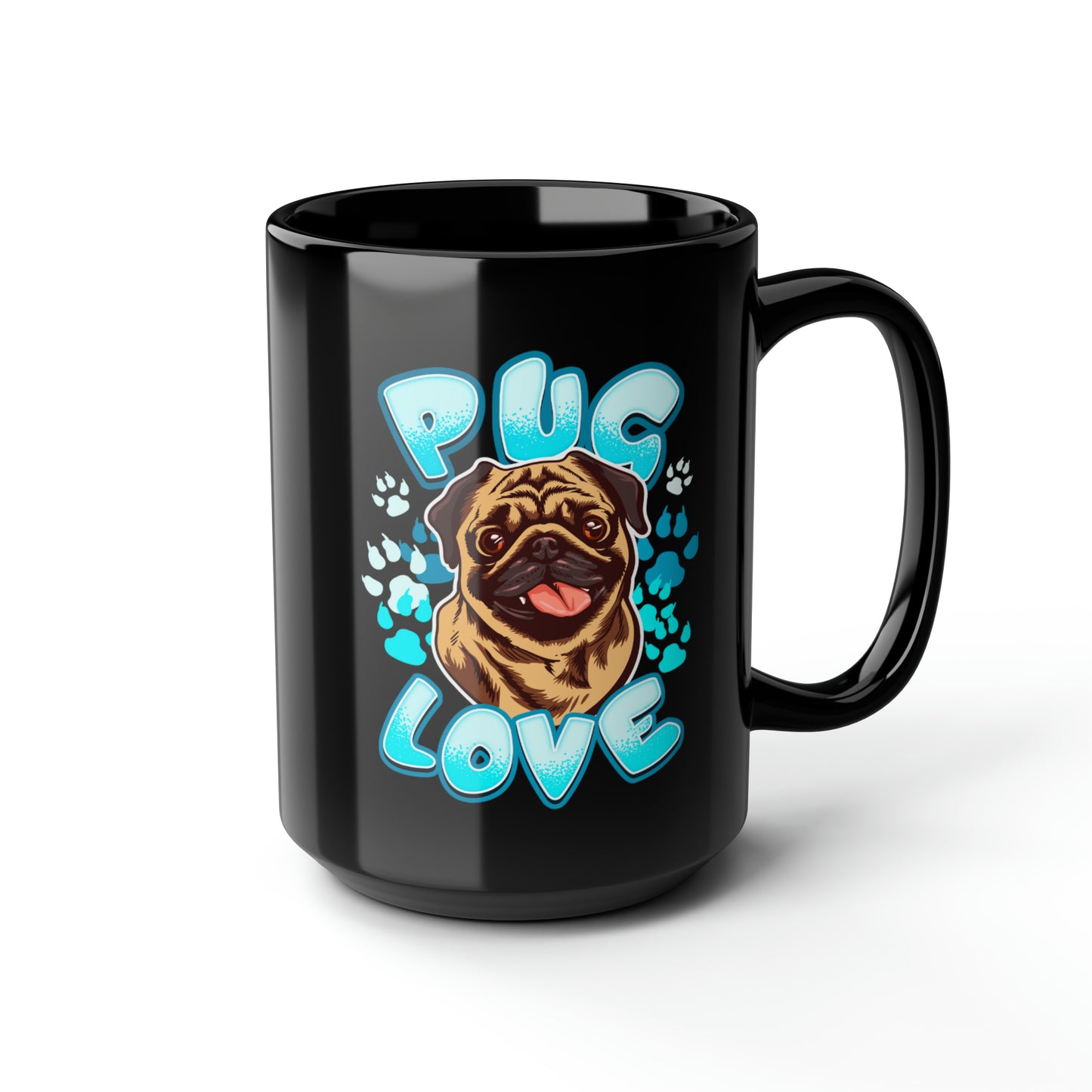 Pug Mug Black 15oz Ceramic Coffee Mug Gift For Dog Lover Dog Mom Coffee Cup